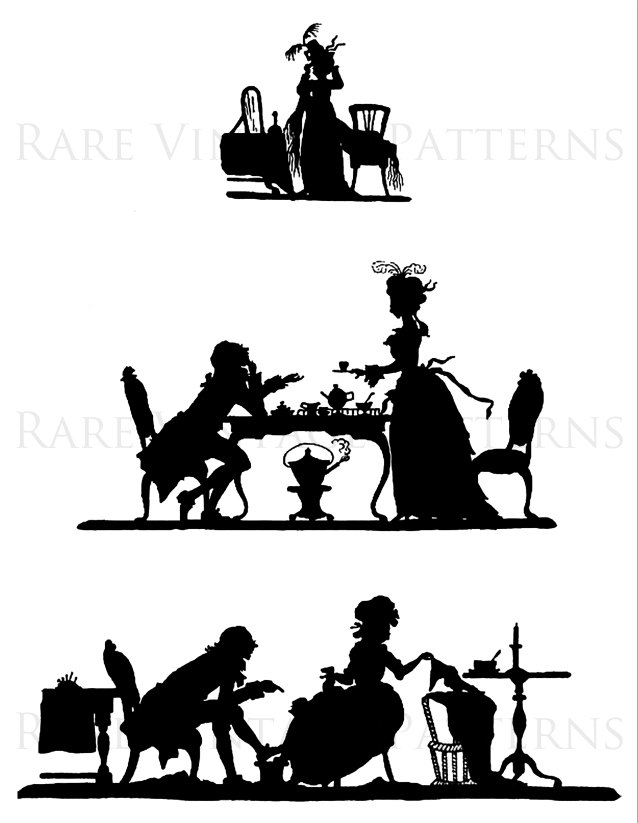 638x823 Victorian Tea Party Silhouette Images Vintage Fashion Clothing
