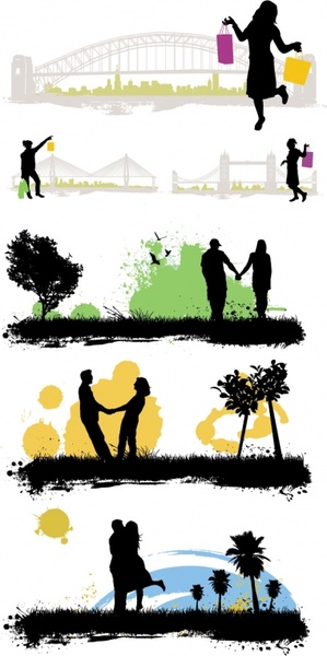 299x600 Vector Characters Buildings Scenes Silhouette Vector 01 Free