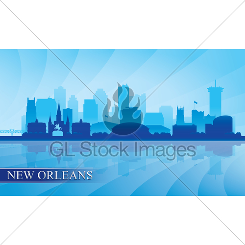 500x500 New Orleans City Skyline Silhouette Background Gl Stock Images