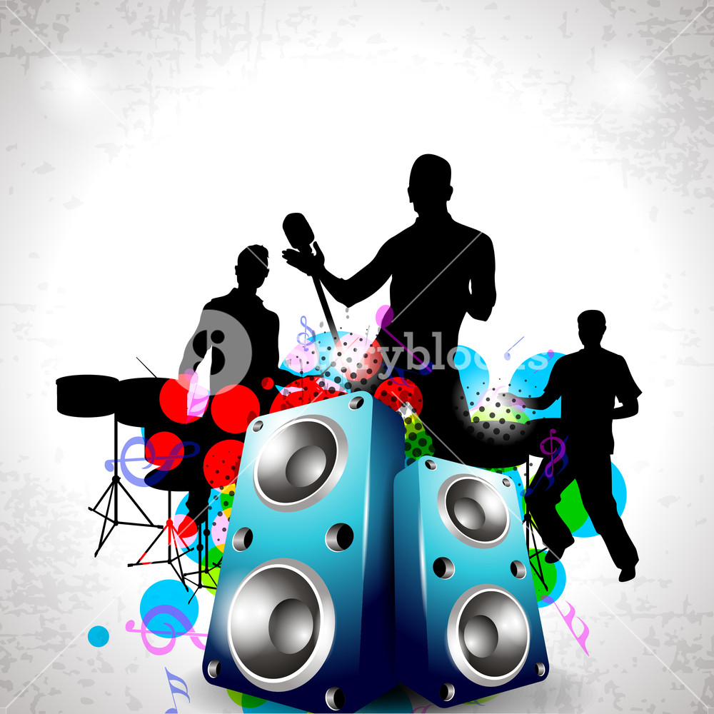 1000x1000 Party Night Background With Dancing People Silhouette And Speakers