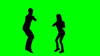 320x180 Dancing People Dark Silhouettes. Motion Background