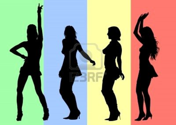 600x426 Vector Drawing Silhouettes Of Dancing Girls In A Nightclub Free