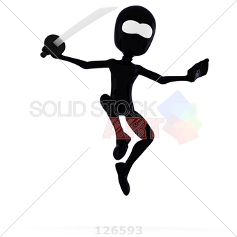 340x340 Stock Photo Of Jumping Black Silhouette Ninja With Attack Sword