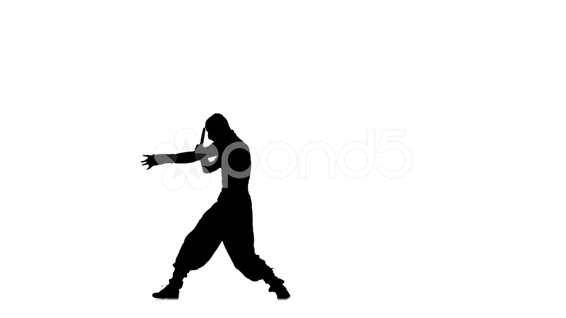 1920x1080 Video Ninja Style. Silhouette Of Man With Sword On White