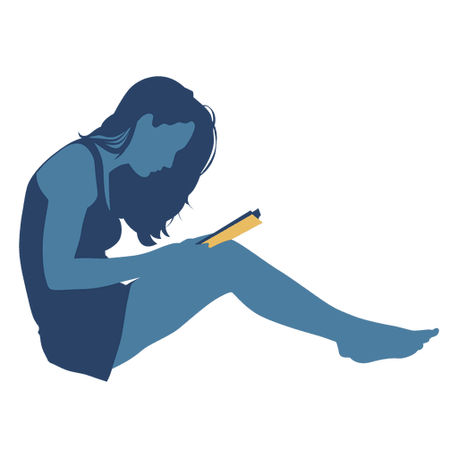 512x512 Woman Reading Book Floor Crossed Legs Silhouette