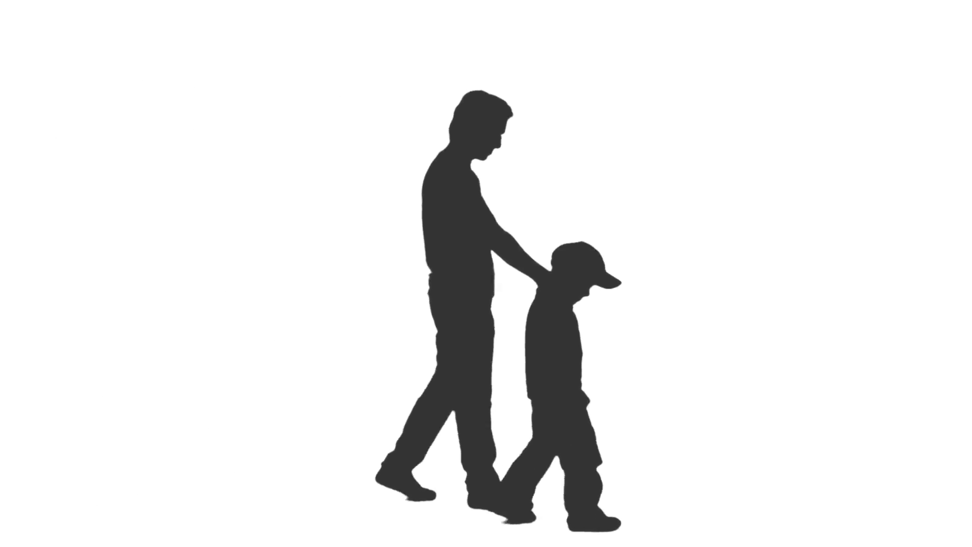 1920x1080 Silhouette Of A Little Boy Walks Forward And Backward. Side View