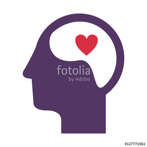 500x500 Purple Silhouette Head And Human Brain With Heart Vector