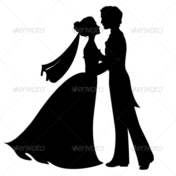 590x590 Silhouette Of Bride And Groom By Olga Lebedeva Graphicriver