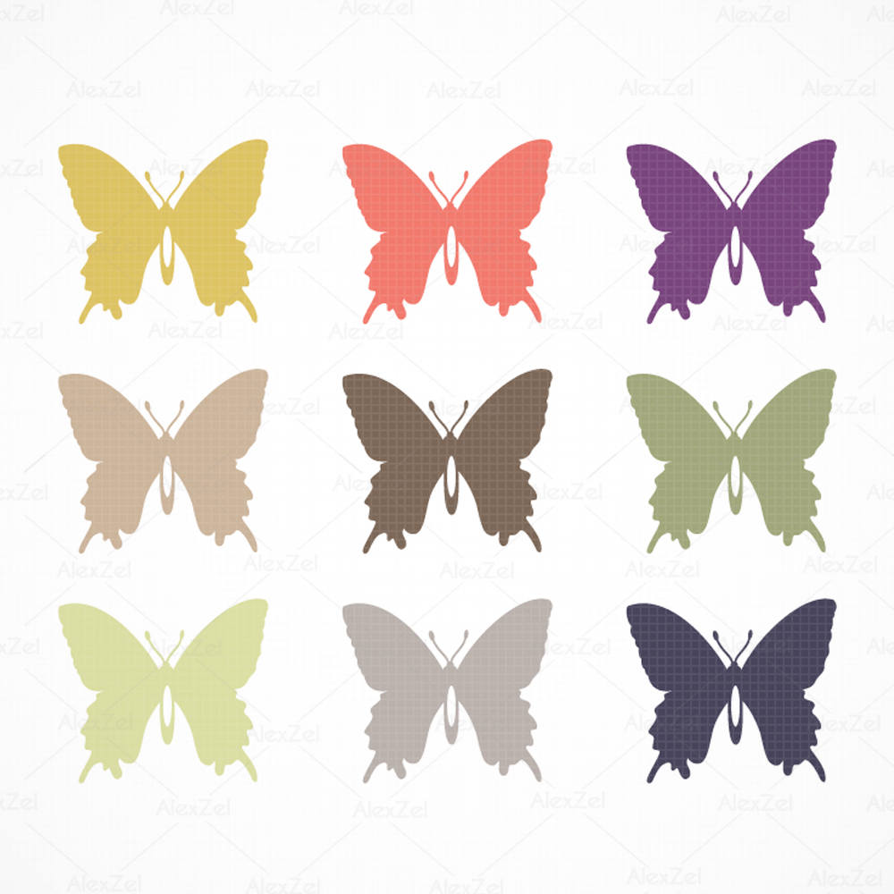 1000x1000 Butterfly Clipart, Butterfly Silhouette, Digital Butterfly