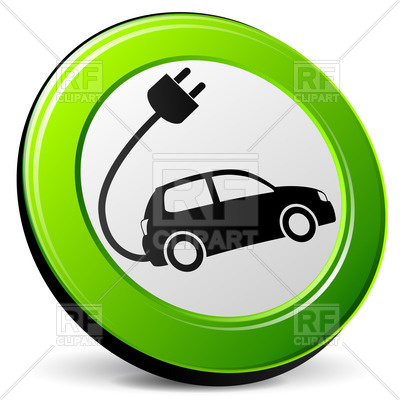 400x400 Green Sign With Silhouette Of Electric Car With Plug Icon Royalty