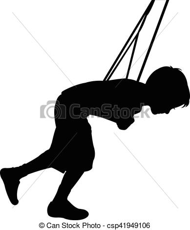 389x470 Child Swinging, Silhouette Vector Clipart