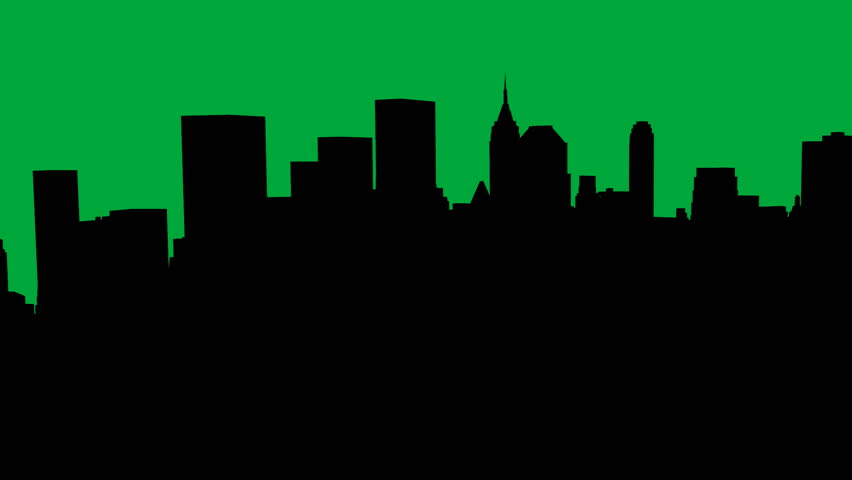 852x480 Long Pan Of A Skyline Silhouette Of The City Of New York City, Usa