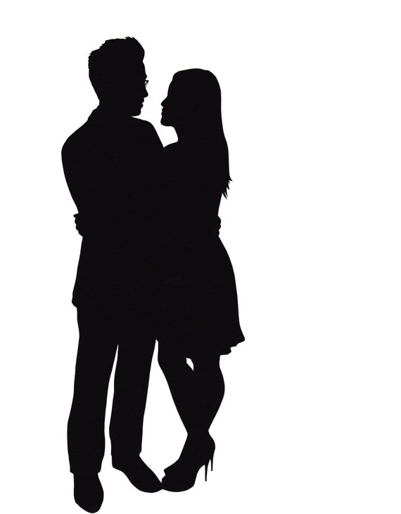570x730 Custom Couple Silhouette Portrait Couple Silhouette, Silhouette
