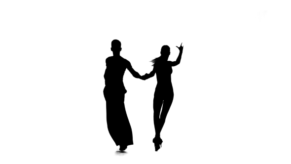 590x332 Dance Element From The Salsa, Silhouette Couple Ballroom. White