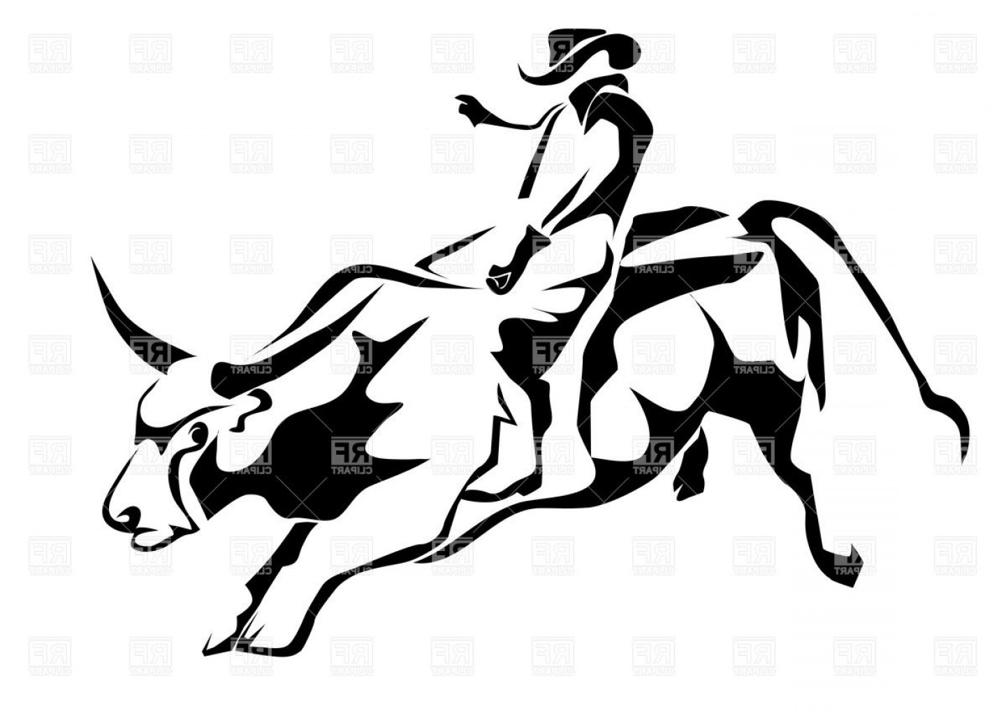 1440x1018 Bull Riding Silhouette Of Cowboy And Bull Vector Clipart