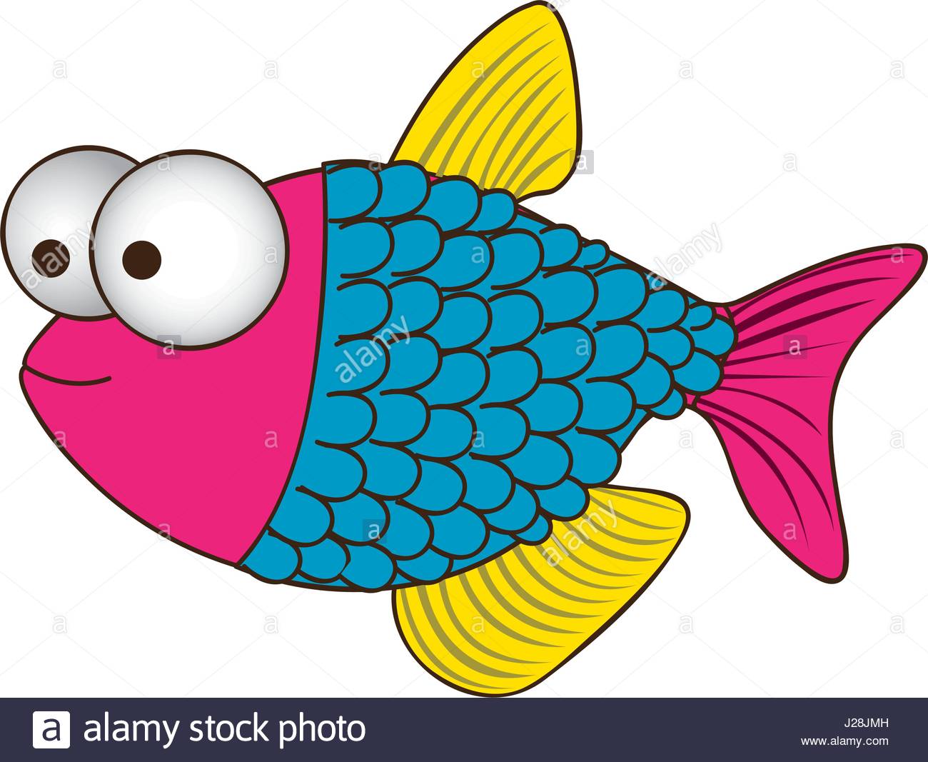 1300x1067 Color Silhouette Of Fish With Big Eyes And Scales Stock Vector Art