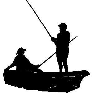 300x300 Silhouette Of Person On A Boat Clipart