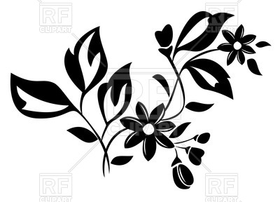 400x288 Silhouette Of Flower With Leaves Royalty Free Vector Clip Art