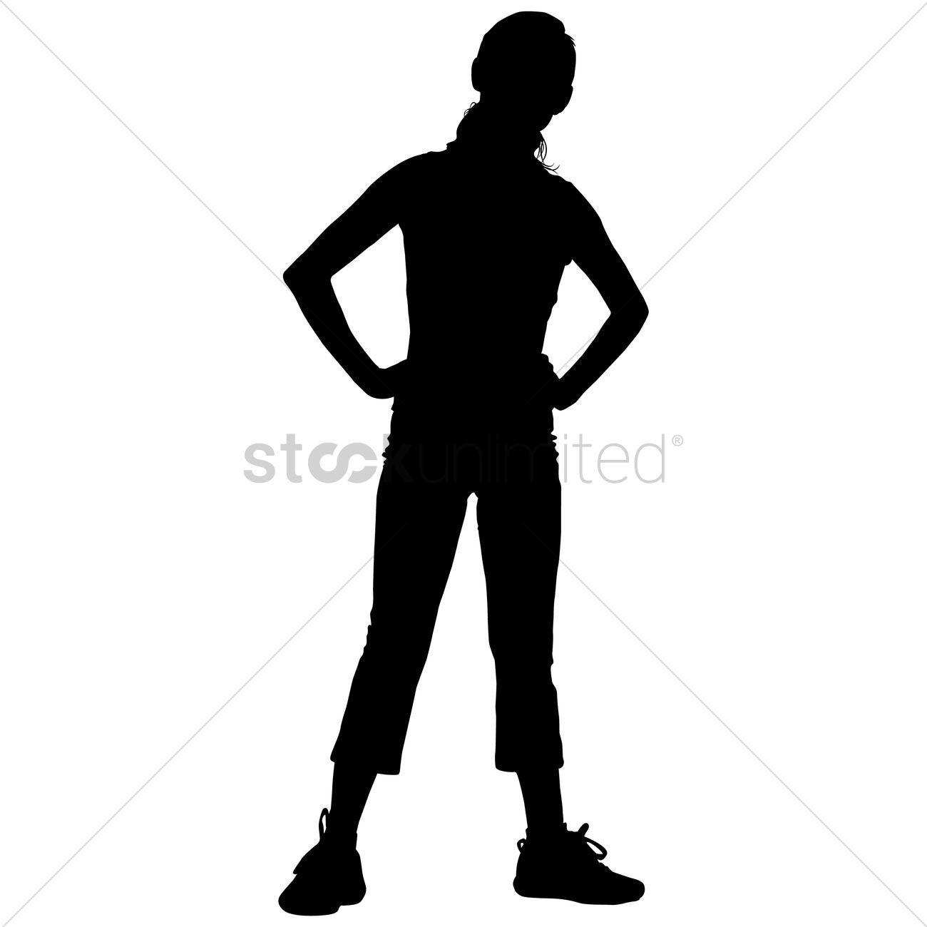 1300x1300 Silhouette Of A Girl Exercising Vector Image