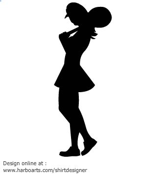 335x355 Vector Silhouette Of A Girl Tennis Player Standing With Her Racket