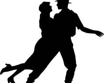 340x270 Couple Swing Dancing Silhouette Die Cut Vinyl Decal Sticker.