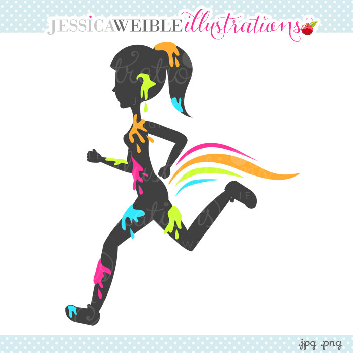700x700 Paint Splattered Running Girl Silhouette Character