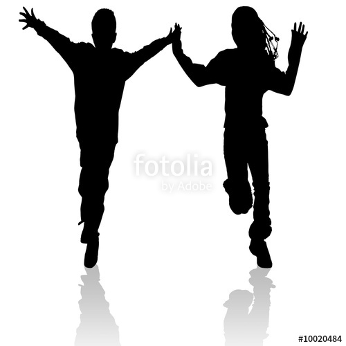 500x500 Running Boy And Girl Silhouette Stock Photo And Royalty Free