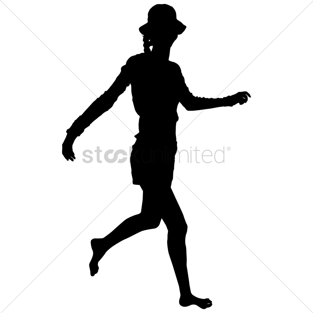 1300x1300 Silhouette Girl Running Vector Image