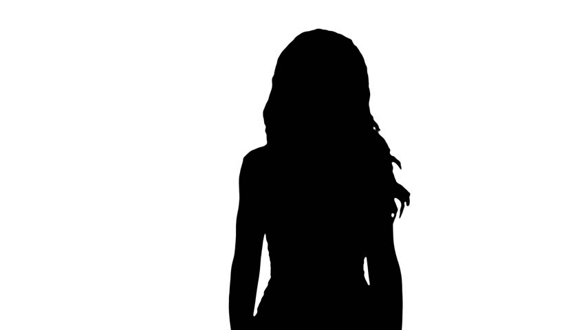 852x480 Black Female Silhouette On White Background Stock Footage Video