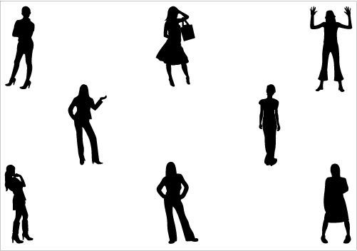 501x352 Women Standing Silhouette Vector Download Women Vectors Nails