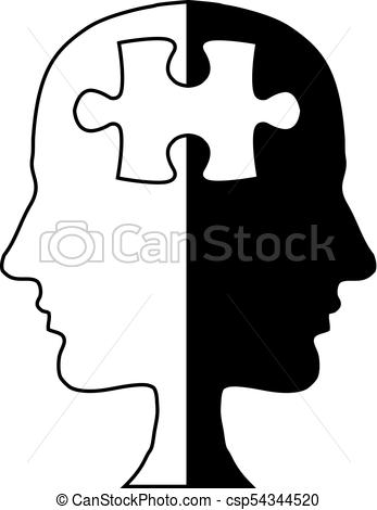 347x470 Jigsaw Head Silhouette Vector Illustration