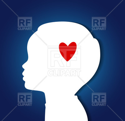 400x388 Silhouette Of Child Head With Heart Royalty Free Vector Clip Art