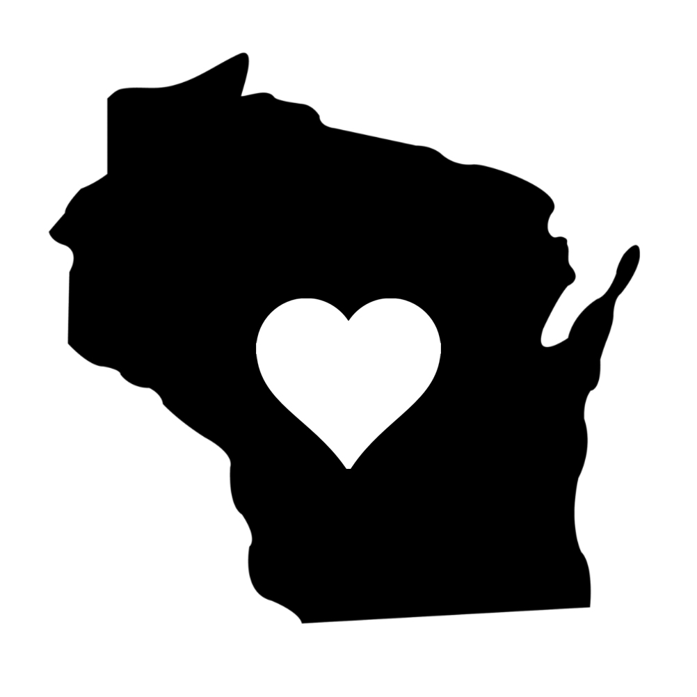 1002x1002 Wisconsin Heart State Silhouette Vinyl Sticker Car Decal
