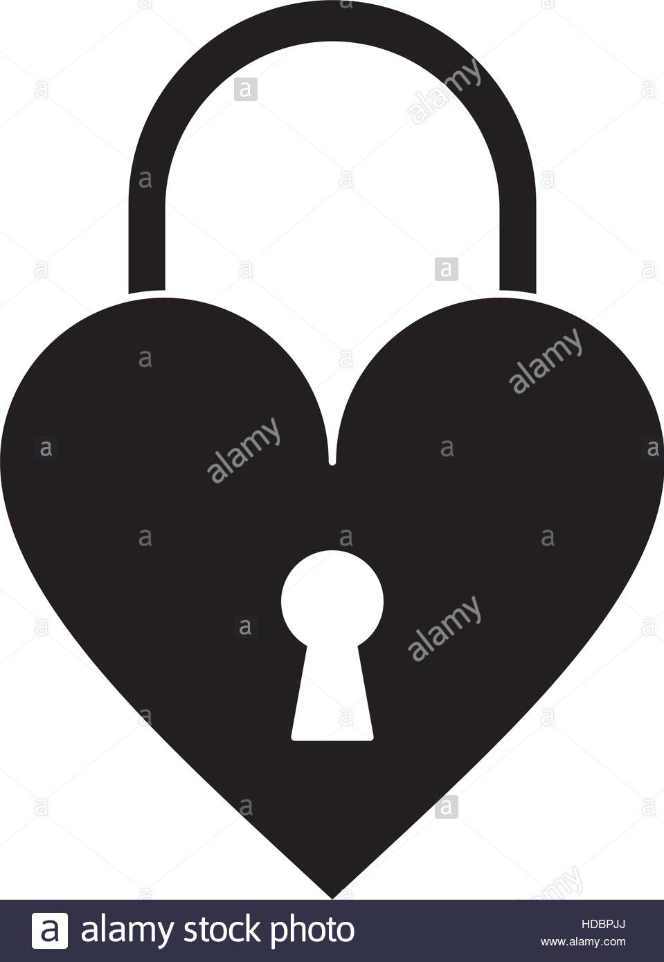 959x1390 Silhouette Padlock Shaped Heart Loved Stock Vector Art