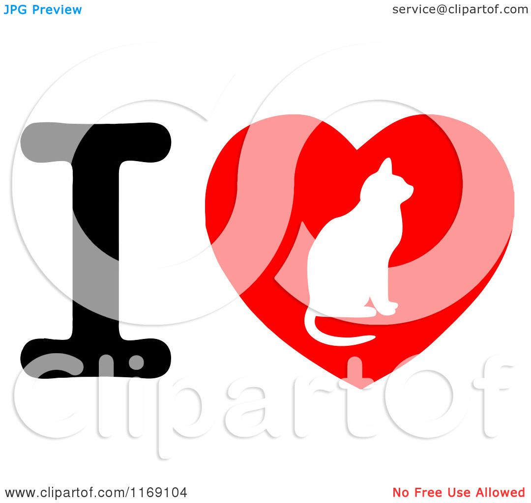1080x1024 Cartoon Of A Cat Silhouette On A Heart With The Letter I