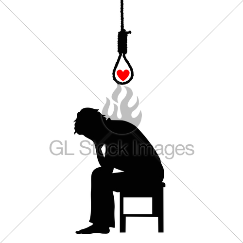 500x500 Depression. Silhouette Of A Man With A Heart Gl Stock Images