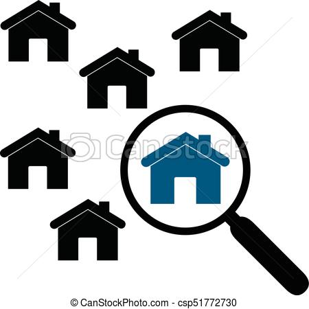 450x450 Illustration Of A Magnifier And A Silhouette Of A House Vectors