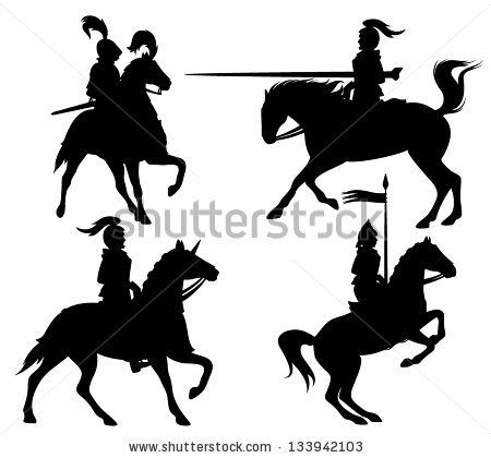 450x420 Knights And Horses Fine Vector Silhouettes