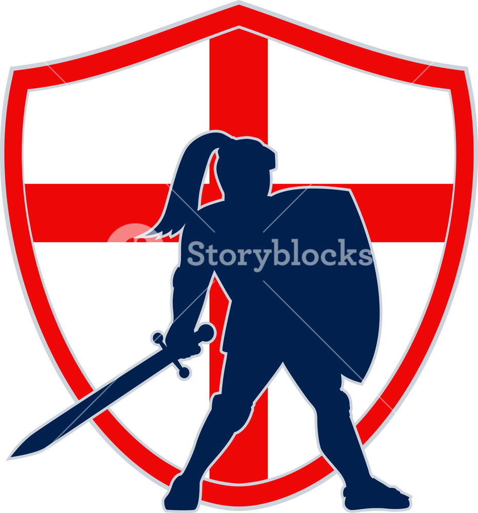 932x1000 English Knight Silhouette England Flag Retro Royalty Free Stock