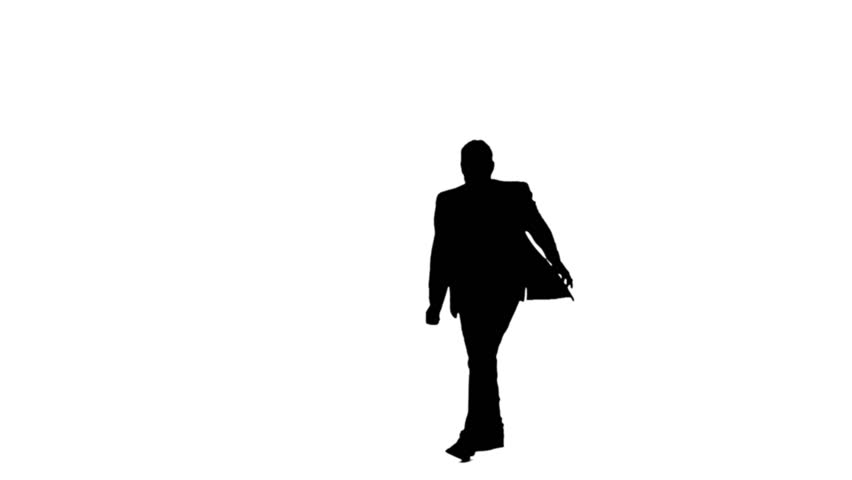 852x480 Silhouette Of A Man In Slow Motion Jumping Against A White