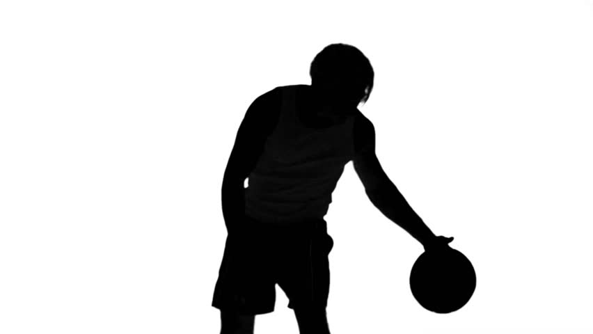 852x480 Silhouette Of A Man Playing Basket On White Background In Slow