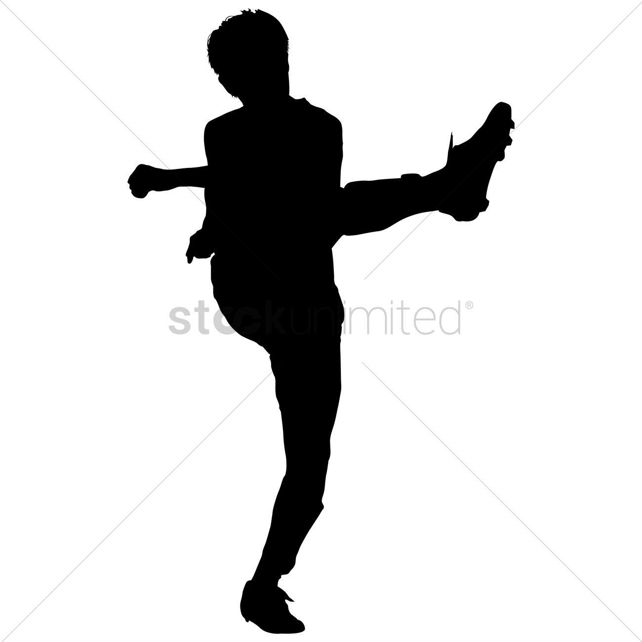 1300x1300 Silhouette Of A Man Kicking Vector Image