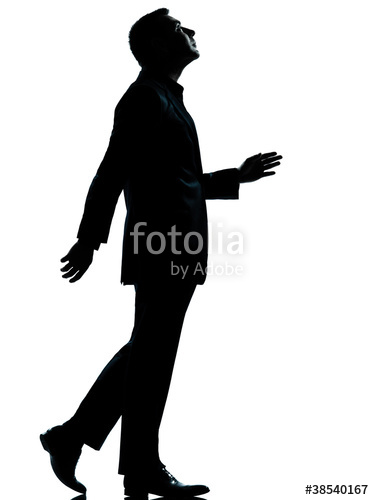 374x500 One Business Man Walking Looking Up Silhouette Stock Photo
