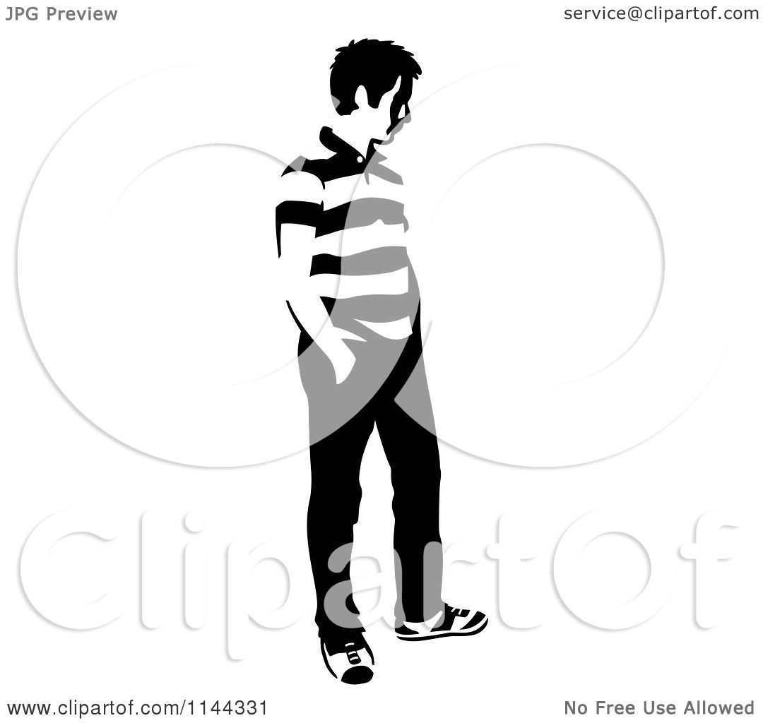 1080x1024 Clipart Of A Black And White Young Man Standing And Waiting 3