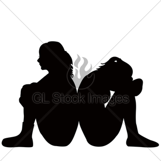 325x325 Silhouette Of Sad Women Sitting Under The Tree Gl Stock Images