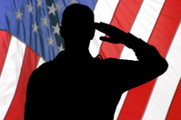 199x132 Silhouette Of A Soldier Saluting To American Flag Stock Photos