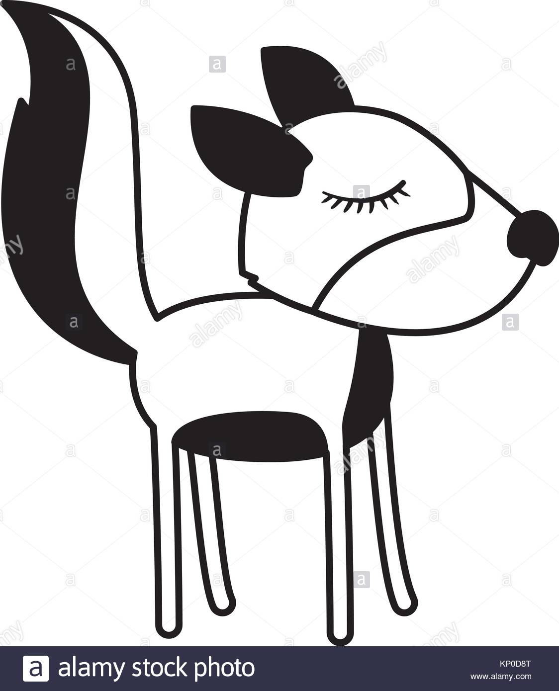 1124x1390 Female Wolf Cartoon With Closed Eyes Expression In Black Sections