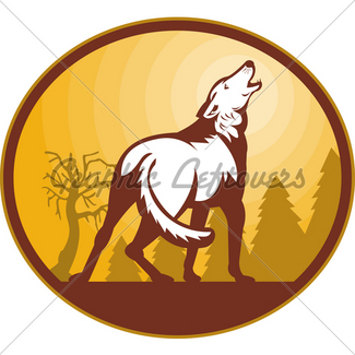 325x325 Wolf Howling At The Moon In The Midnight Vector Gl Stock Images