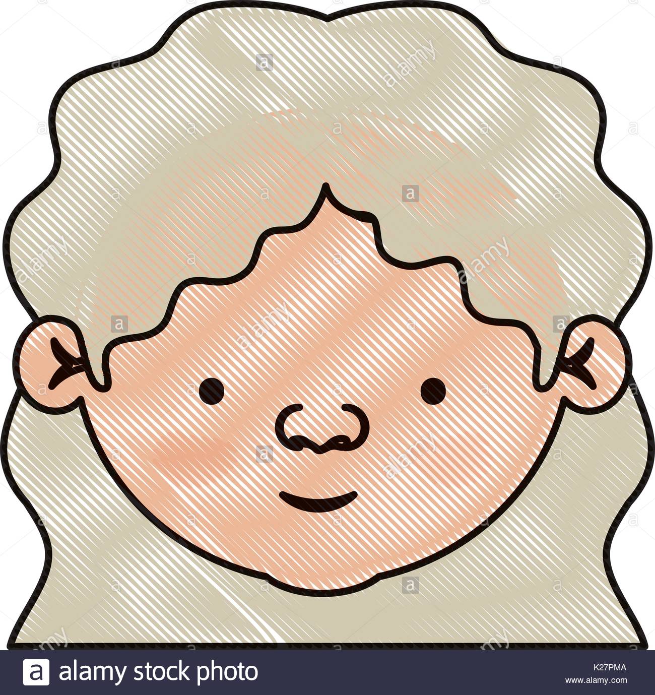 1300x1379 Color Crayon Silhouette Of Face Elderly Woman With A Curly Short