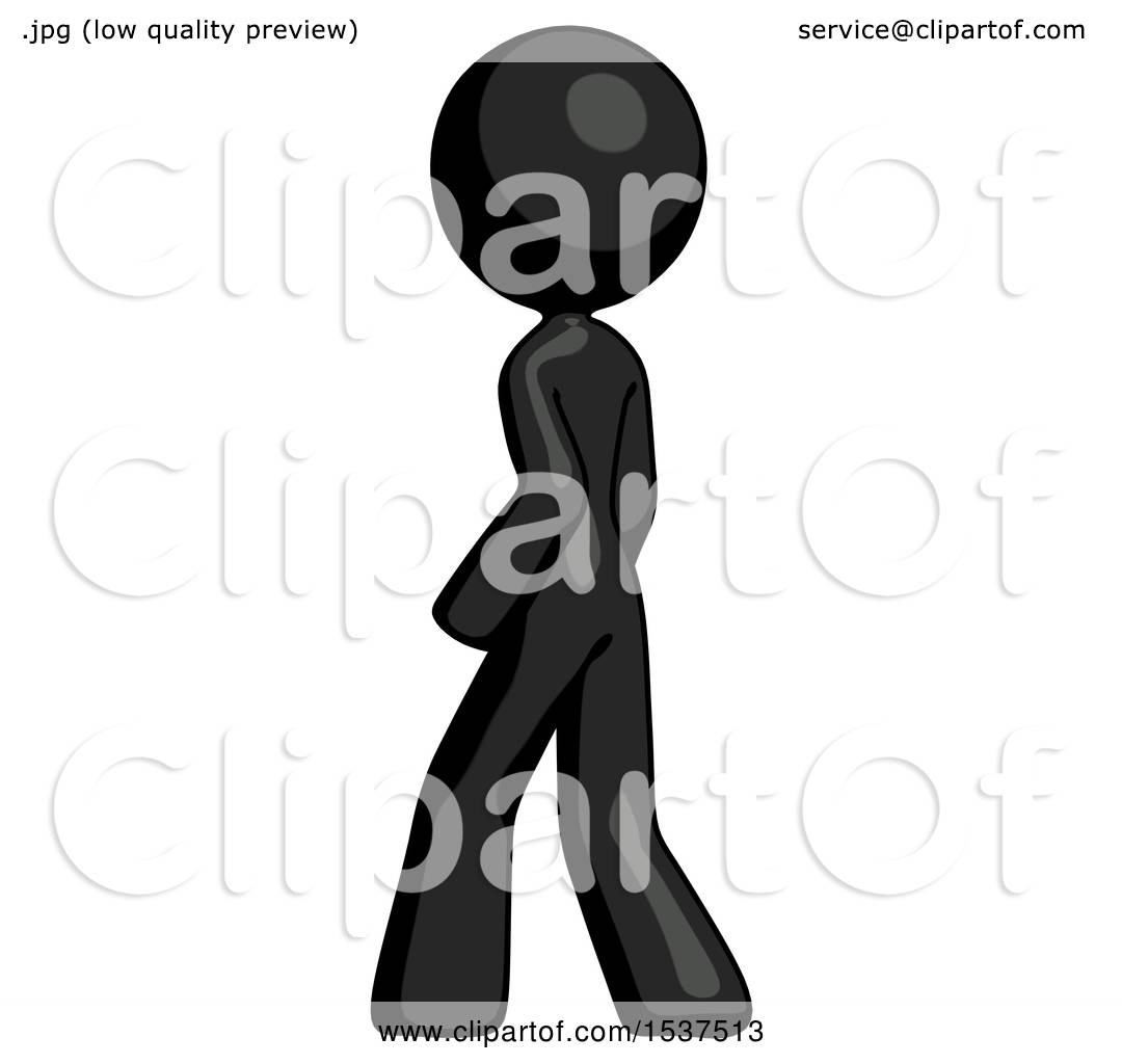 1080x1024 Black Design Mascot Woman Walking Away Direction Left View By Leo